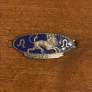 Vintage Silver and Blue Leo Zodiac Accessory